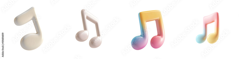 Poster png 3d icons and object colorful musical notes in various styles create vibrant and playful atmosphe