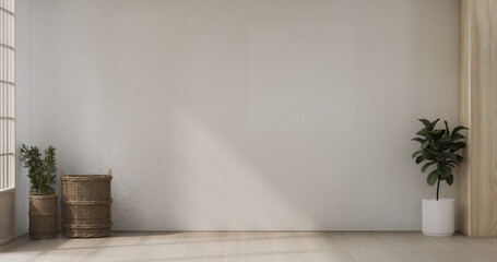 Empty room,Clean japanese minimalist room interior, 3D rendering