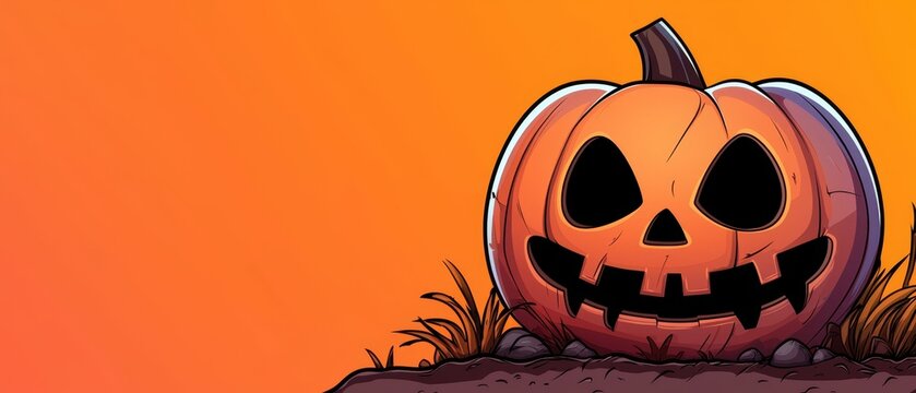  A Jack-O-Lantern atop a mound of dirt, its pumpkin heart residing within