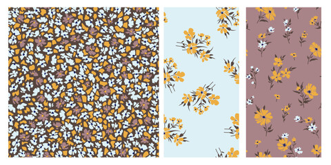 Seamless spring vector pattern with floral motif for dress fabric	
