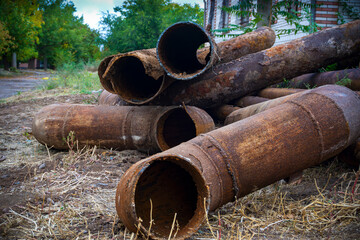 Old and rusty central heating water pipes