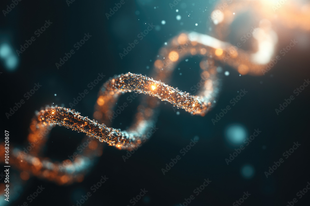 Poster particulate dna on dark background, a visual representation of genetic material highlighting its com