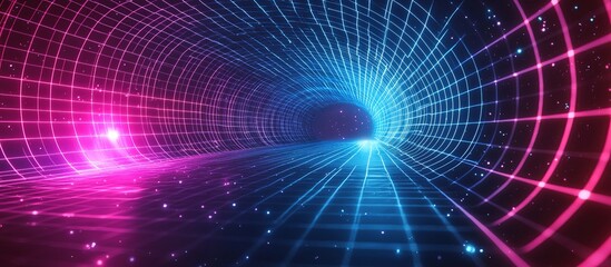 Obraz premium Neon Grid Tunnel