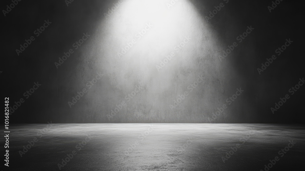Poster abstract dark room concrete floor texture, illuminated with dynamic lighting effects, creating a moo