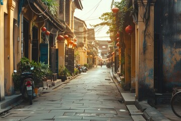 Fototapeta premium Street old town in Asia city architecture outdoors.