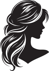 A sleek silhouette of a woman's hairstyle, showcasing flowing curves, elegant lines, and timeless beauty.