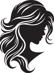 A sleek silhouette of a woman's hairstyle, showcasing flowing curves, elegant lines, and timeless beauty.