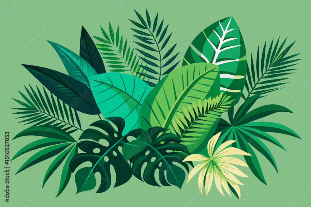 Poster Trendy summer tropical leaves vector design