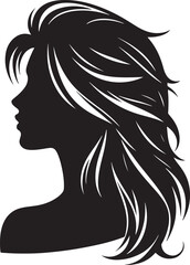 A sleek silhouette of a woman's hairstyle, showcasing flowing curves, elegant lines, and timeless beauty.