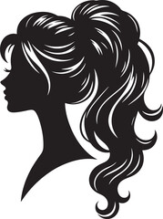A sleek silhouette of a woman's hairstyle, showcasing flowing curves, elegant lines, and timeless beauty.