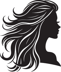 A sleek silhouette of a woman's hairstyle, showcasing flowing curves, elegant lines, and timeless beauty.