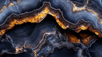 Obraz premium Agate, a layered chalcedony mineral, displays intricate patterns in bands of color This particular piece showcases both
