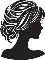 A sleek silhouette of a woman's hairstyle, showcasing flowing curves, elegant lines, and timeless beauty.