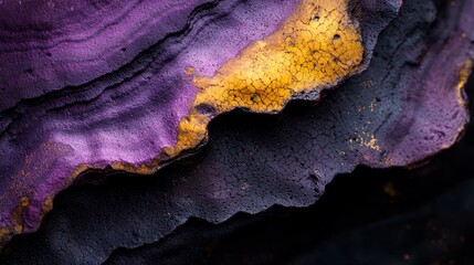 Naklejka premium A tight shot of a purple-yellow rock with a yellow mark at its peak