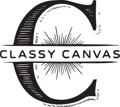Creative handcrafted feel stylish lettering clothing logo named Classy Canvas. Generative AI.