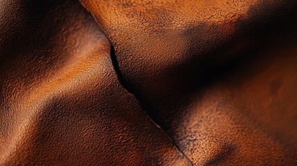Fototapeta premium A tight shot of a brown leather texture, subtly tinted with light brown hues