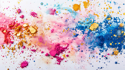 Fototapeta premium Vibrant Abstract Art Created With Powdered Pigments and Splashes on a White Canvas
