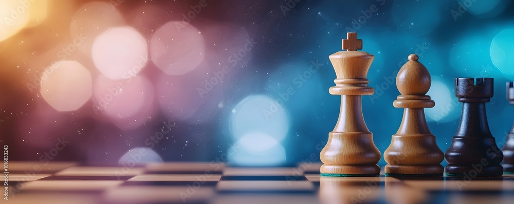 Poster cosmic chessboard universal strategy game against a galactic backdrop - infinite possibilities in th