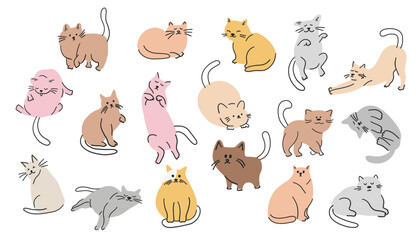 Cute doodle cats. Vector illustration isolated on a white background. © Jevgeniya Mukhitova
