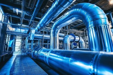 Obraz premium Industrial Piping System in a Factory Setting