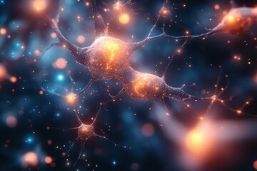 ethereal visualization of neural networks with bioluminescent connections emphasize the intricate web of synapses against a dark background for a mesmerizing effect