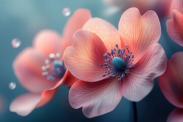 ethereal watercolor garden bursting with oversized bioluminescent flowers and floating paint droplets in a dreamy pastel palette