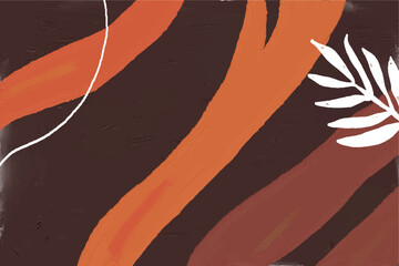 Abstract art banner featuring watercolor leaves branches combined with hand-drawn doodle scribble floral plants.
