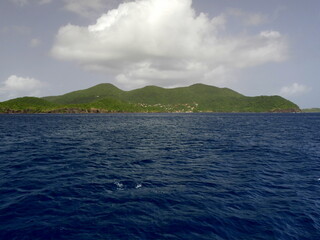 terre de bas, remote island of les Saintes, in Guadeloupe archipelago, seen from the sea