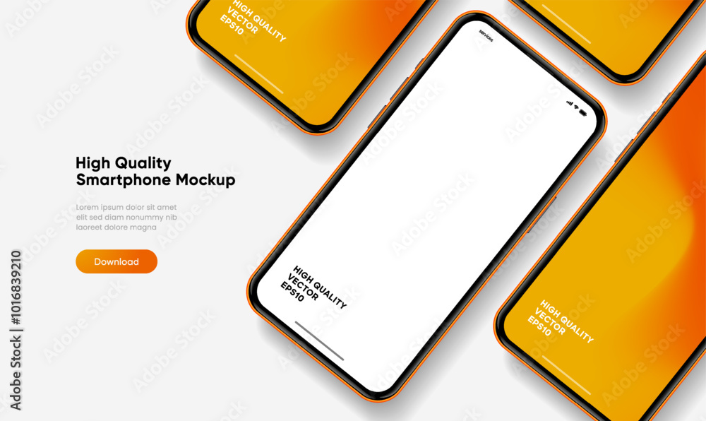 Poster realistic smartphone mockup. mobile phone vector with isolated on white background. device front vie