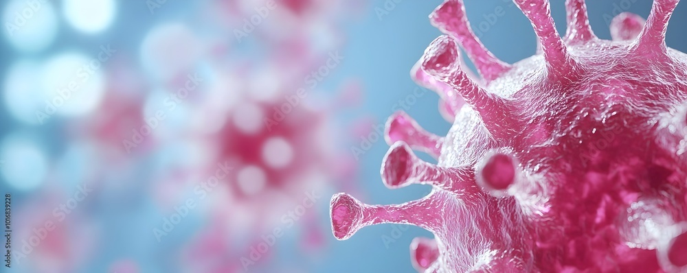 Poster microscopic view of viral mutation and contamination - understanding virus spread and control during