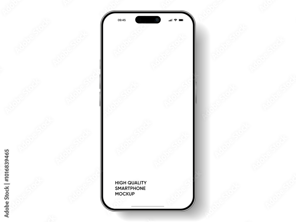 Poster Realistic smartphone mockup. Mobile phone vector with isolated on white background. Device front view. 3D mobile phone with shadow. Realistic, high quality smart phone mockup for ui ux presentation.