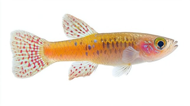 Lyretail Killifish displays striking colors and distinctive fins highlighting its beauty as it swims in its natural habitat. This freshwater species is often found in West Africa.