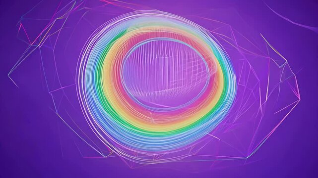 Colorful circular abstract pattern with swirling vibrant colors and a glowing neon effect. video