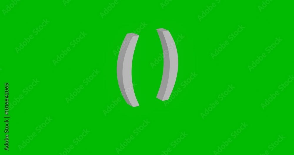 Poster animation of rotation of a white brackets symbol with shadow. simple and complex rotation. seamless 