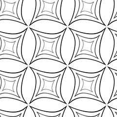 Abstract geometric pattern with crosses, stripes, lines. Seamless vector background. White and black ornament. Modern reticulated graphic design.