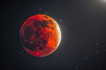 Blood Red Moon with Stars in the Night Sky