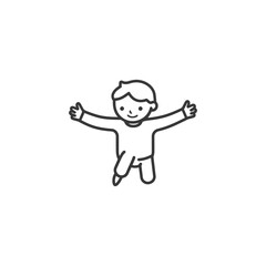Fototapeta premium Line Drawing of a Boy with Open Arms and a Smile