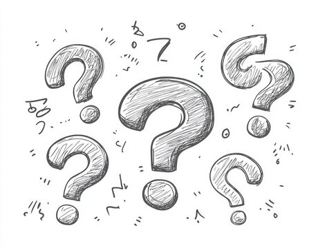 recommend clip art: Various sketched question marks set. Minimalist interrogation signs, rebus icons, questions modern illustration. Hand drawn imitations.