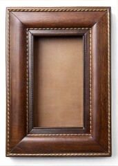 Fototapeta premium Versatile Leather and Wood Picture Frame: Custom Photo, Art, and Wall Display Options for Every Decor Style with blank copyspace background