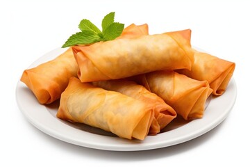 Spring Rolls dessert pastry plate.