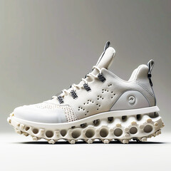 a pair of white sneakers with the number 8 on them