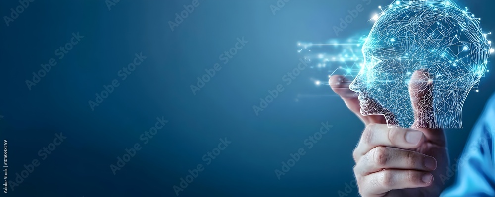 Poster ai-powered facial recognition technology - seamless biometric security and futuristic identity verif