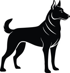 Working dog silhouette vector art icon and logo black and white illustration design