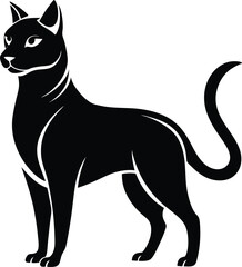 Russian blue cat silhouette vector art icon and logo black and white illustration design