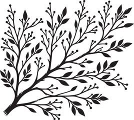 Naklejka premium Beautiful Tree Branch silhouette vector illustration isolated on a white background