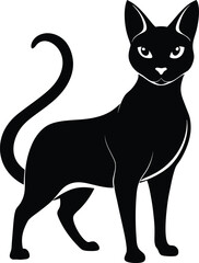 Siamese cat silhouette vector art icon and logo black and white illustration design