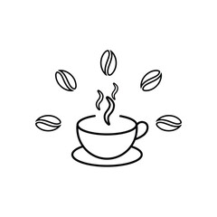 coffee shop logo. cafe icon cup. outline design style. product, packaging, brand. vector design template
