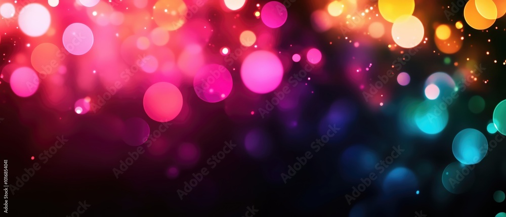 Poster vibrant bokeh background featuring an explosion of colorful lights that create a festive and dynamic