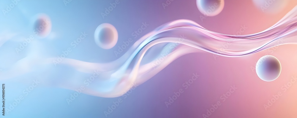 Poster ethereal flow of luminous particles - soft orbs and shimmering background in a smooth gradient light