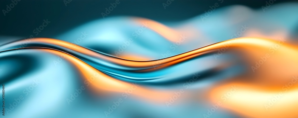 Poster radiant luminous particles in smooth curves - ethereal energy and fluid motion in a soft light abstr